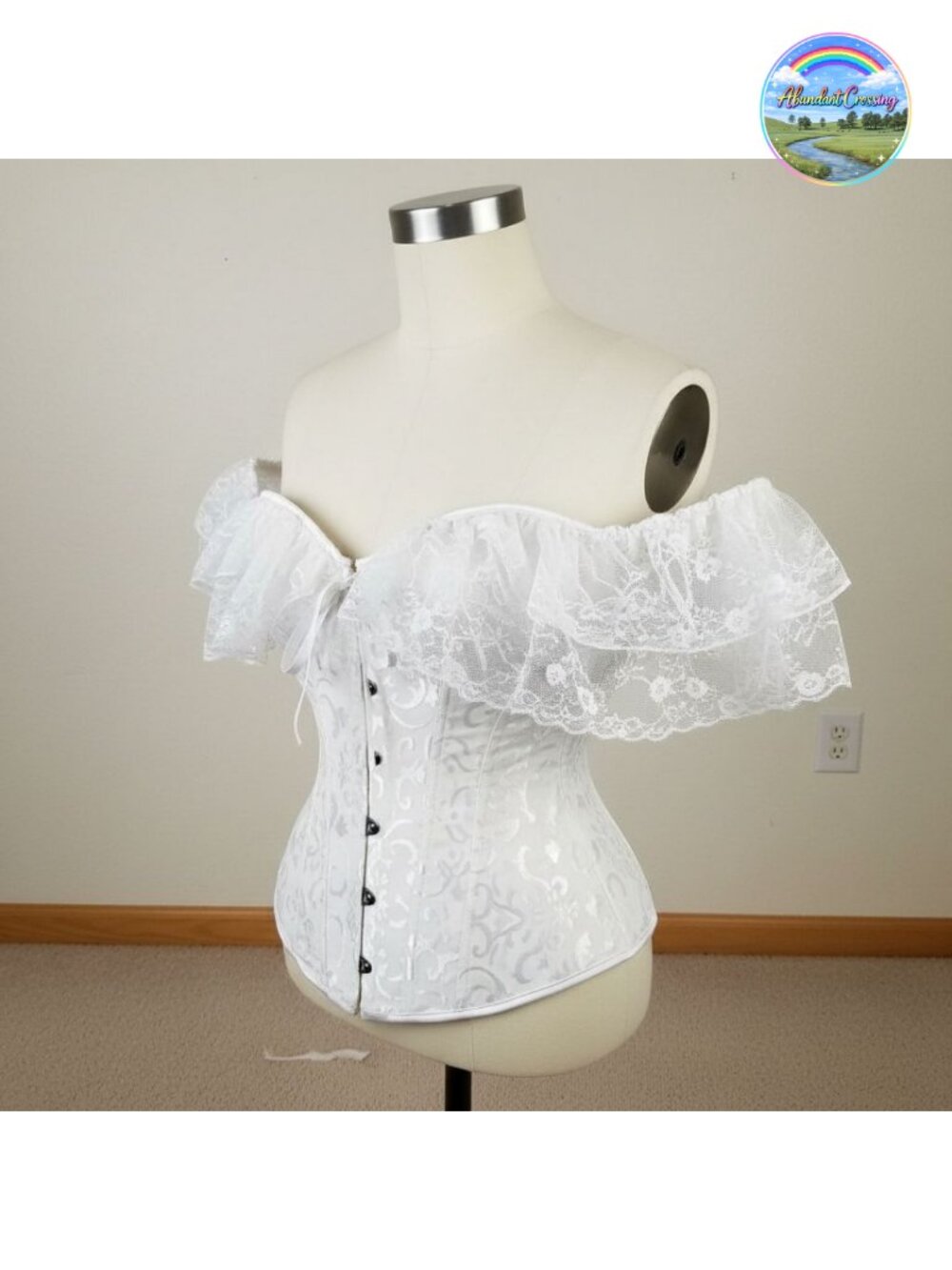 Floral Lace Overbust Corset Top Off Shoulder Renaissance Bustier